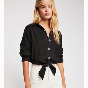 Free People Tie Front Button Down